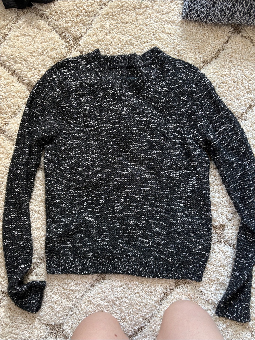 Black & White Marled Crewneck Sweater - Women